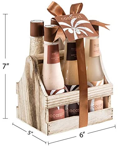 Tropical Milky Coconut Bath and Body Set Skin Care Bath for Women: Coconut Shower Gel, Bubble Bath, Bath Salts, Body Butter, Body Scrub, Body Lotion - Luxury Spa Set