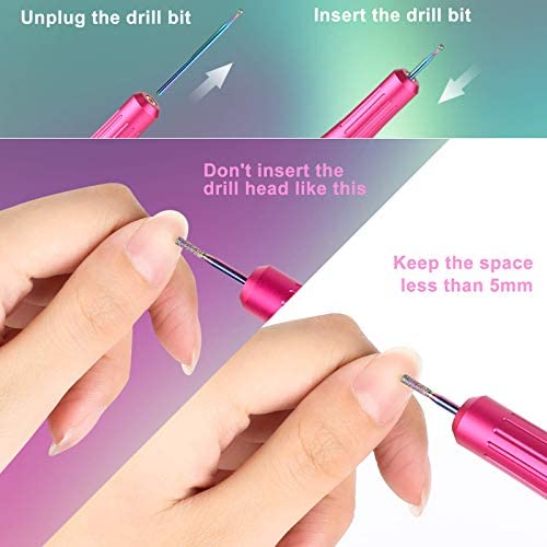 Electric Nail Drill Machine Kit, Lavinda Aurora Portable Upgraded USB Efile Set For Acrylic Gel Nails, 20000RPM with Diamond Drill Bits Nail Clipper and Brush, Home Salon Use