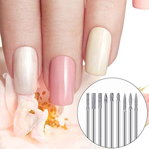 Zhehao 30 Pieces Cuticle Nail Drill Bits Set Needle/Flame/Cylinder/Cone/Ball Head 3/32 Inch Nail File Bits Fine Grits for Acrylic Gel Nails Prep, Nail Care Tools for Manicure Home Salon Use