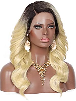 Kalyss 21" Swiss Lace Front Wigs with Baby Hair for Women Side Parted Long Curly Wavy Heat Resistant Japan-made Synthetic 5” Deep Lace Part Ombre Burgundy Red Wigs