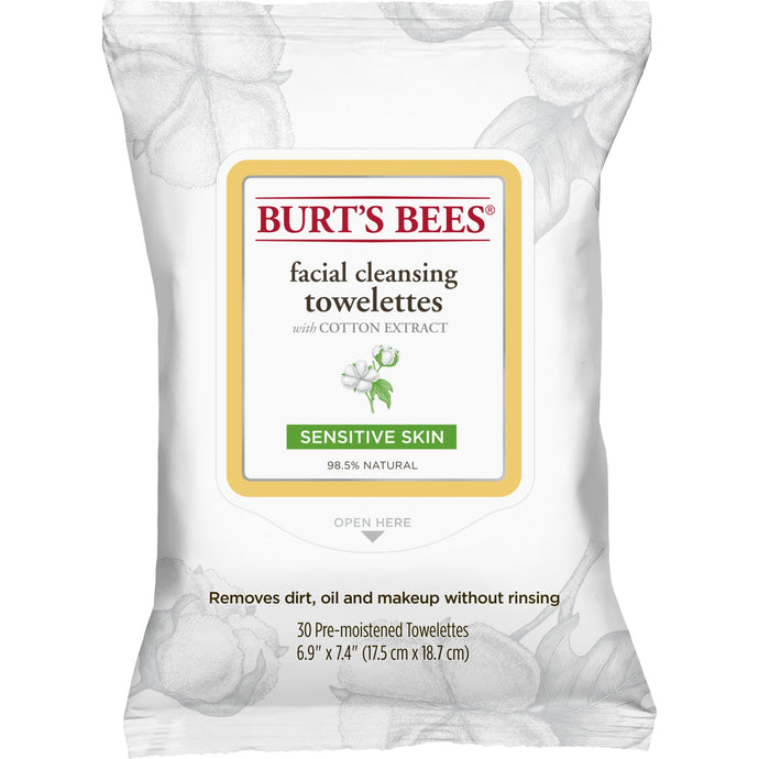 30 Count, Burt's Bees Facial Cleansing Towelettes, Sensitive Skin