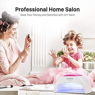 Gel UV Nail Lamp, SUNUV 48W UV LED Nail Dryer Light for Gel Nails Polish Manicure Professional Salon Curing Lamp with 4 Timer Setting Sensor SUN2C(one pink pad)