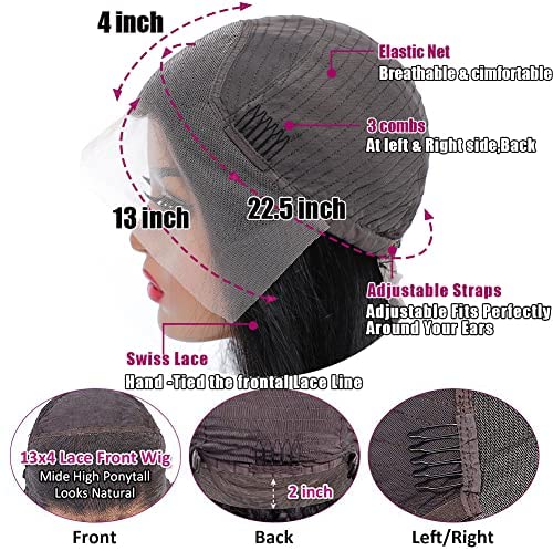 Body Wave Lace Front Wigs Human Hair 13x4 Lace Frontal Wigs for Black Women Human Hair, 150% Density Brazilian Virgin Human Hair Wigs Pre Plucked with Baby Hair Natural Hairline (18-20 Inches)