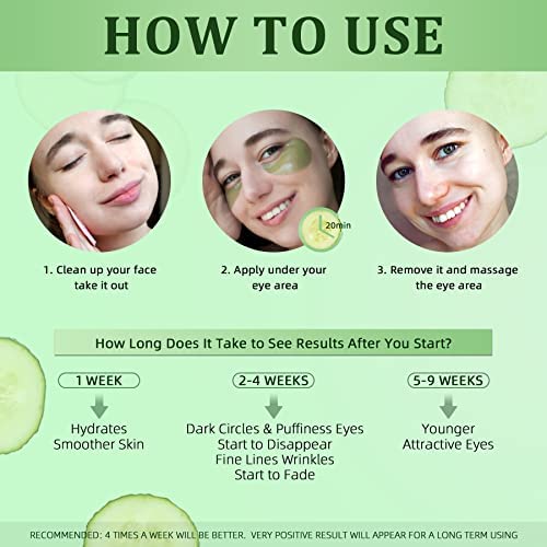 Under Eye Patches, R.A.V Cucumber Eye Masks, 30 Pairs Collagen Patches for Nourish Firming Repair for Fine Lines, Wrinkles, Dark Circles Bags Eye Treatment, Improve Lines Puffiness for Men Women