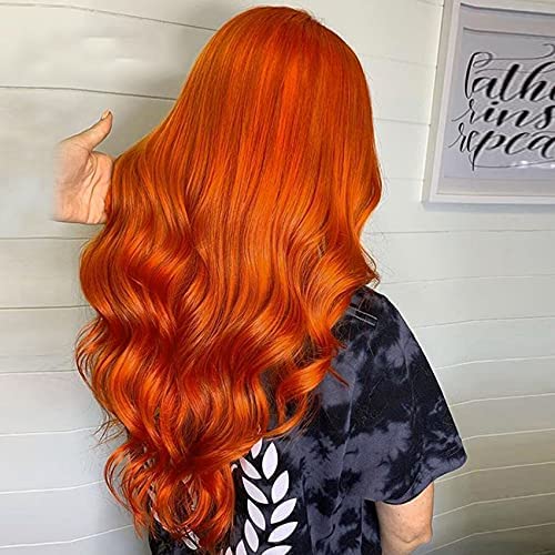 BLG Human Hair Wigs for Black Women 150% Density OrangeRed Human Hair Lace Front Wigs Body Wave T Part Lace Front Wigs Human Hair Pre Plucked (16 Inch, Orange T Part Lace Wig)