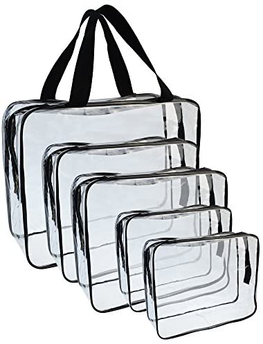 5 Packs Clear Cosmetics Make-up Bag Waterproof Makeup Zipper Bag Vinyl Plastic