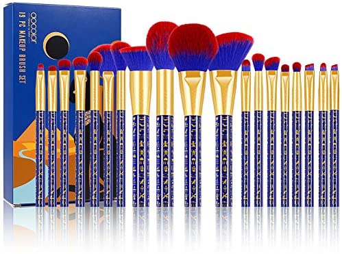 Docolor Makeup Brushes 19 PCs Bastet Cat Makeup Brush Set Premium Synthetic Kabuki Foundation Blending Face Powder Blush Concealers Eye Shadows Make Up Brushes Kit, Ancient Egyptian Series
