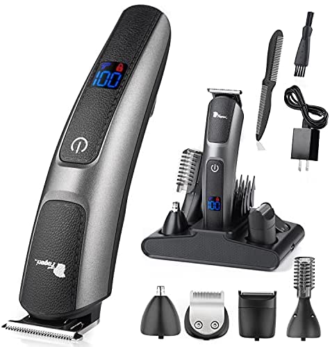 Extremely Fine Cutting 5 in 1 Beard Trimmer for Men, Hair Trimmer Gentle with Skin, Total Waterproof Professional Hair Trimmer with Turbo Speed Motor, Quick Charge, Powerful Battery & Durable Blades