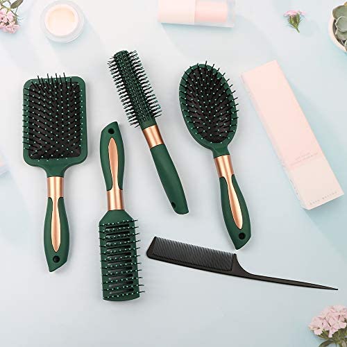 Mens Paddle Hair Brush Comb Set for Women and Men 6 Pcs Wet Hair Brushes for long Hair No Tangle Hair Brush for Curly or Straight Hair