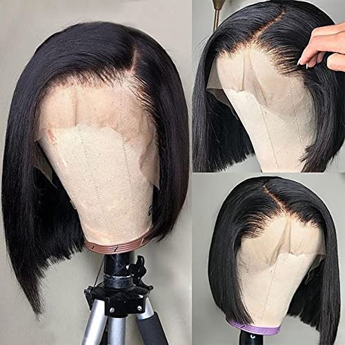 Short Straight Bob Lace Front Wigs Human Hair With Baby Hair 13x4 Brazilian Straight Virgin Human Hair Lace Front Wigs for Black Women Pre Plucked 150% Density