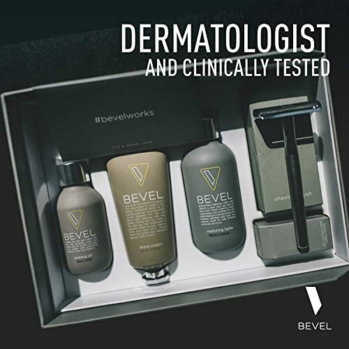 Shaving Kit for Men by Bevel - Starter Shave Kit, Includes Safety Razor, Shaving Brush, Shave Creams, Oil, Balm and 20 Blades.