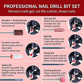 Nails Drill Machine Professional, Rechargeable Efile Nail Drill Electric Nail Drill Cordless, Portable Nail Drills for Acrylic Nails Quiet and Low Vibration Electric Nail File