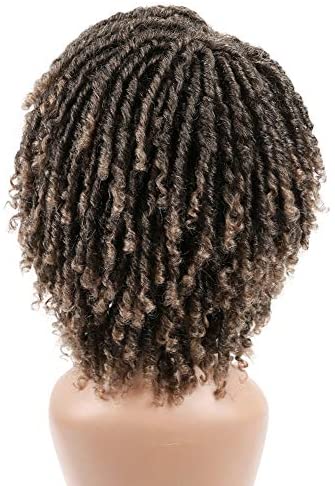 HANNE Dreadlock Wig Short Twist Wigs for Black Women and Men Afro Curly Synthetic Wig