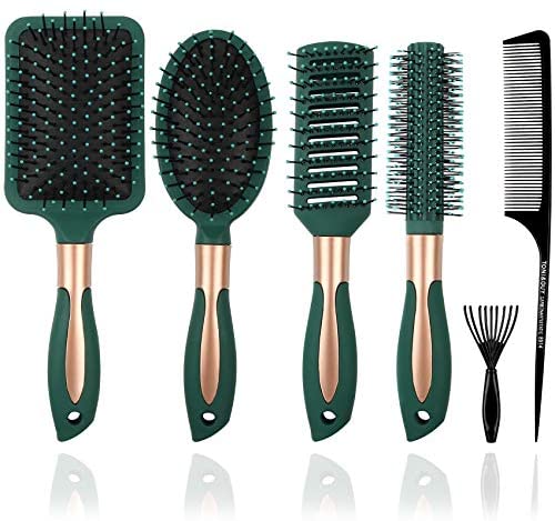 Mens Paddle Hair Brush Comb Set for Women and Men 6 Pcs Wet Hair Brushes for long Hair No Tangle Hair Brush for Curly or Straight Hair