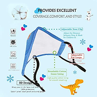 Alldriey Kids Reusable Breathable Washable Face Mask with Adjustable Ear Loops for Girl Boy Children Gift