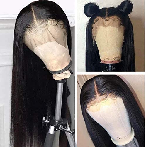 ITODAY 13×4 Lace Front Wigs Human Hair Brazilian Straight Human Hair Wigs for Black Women Pre Plucked Straight Hair Lace Frontal Wigs with Baby Hair Natural Color
