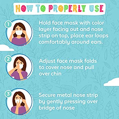 Face Masks for Kids (50 Pack) - Kids Face Mask, Premium Designed Kids Mask with Longer Earloops & Adjustable Metal Nose Strip, Disposable Black Face Mask