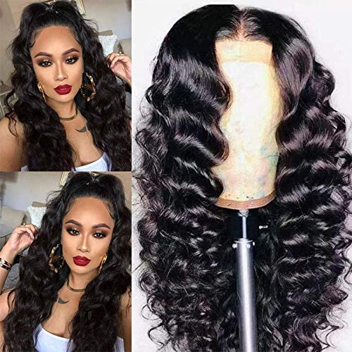 Eotltiue Hair T-Part Loose Deep Wave Lace Front Wigs Human Hair Pre Plucked Brazilian Virgin Human Hair Loose Deep Wigs with Baby Hair 13x5x1 Lace Frontal Wigs For Black Women
