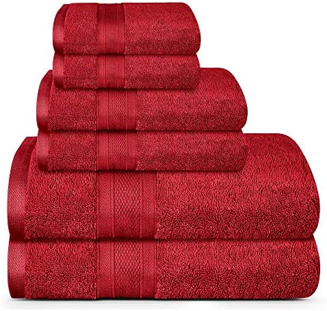 TRIDENT Soft and Plush, 100% Cotton, Highly Absorbent, Bathroom Towels, Super Soft, 6 Piece Towel Set (2 Bath Towels, 2 Hand Towels, 2 Washcloths), 500 GSM