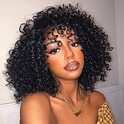 AISI HAIR Afro Kinky Curly Fully Wigs Shoulder Length Synthetic Cosplay Wigs for African American Women Natural Curly Heat Resistant Fiber Afro Hair Wigs (Magenta)
