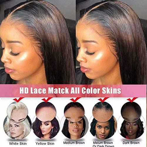 Imeya 13x6 HD Transparent Lace Frontal Wigs For Black Women 150% Density Body Wave Wig Human Hair Pre Plucked With Baby Hair Natural Black Long Wavy Wig 100% Brazilian Virgin Hair Wig