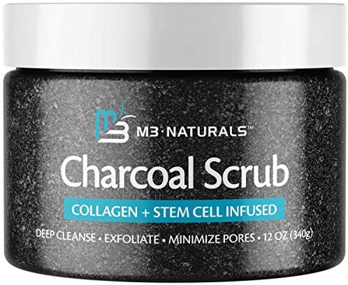 M3 Naturals Activated Charcoal Body Scrub Infused with Collagen and Stem Cell