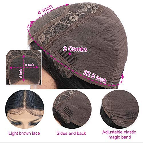 Short Bob Wigs Human Hair for Black Women 4x4 Glueless Straight Lace Front Closure Wig Human Hair Pre plucked with Baby Hair 12 Inches Brazilian Remy Hair Natural Color Larima Hair