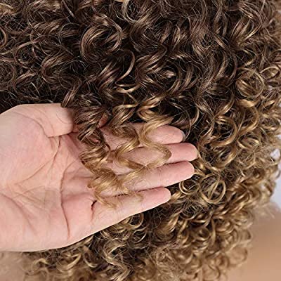AISI HAIR Afro Kinky Curly Fully Wigs Shoulder Length Synthetic Cosplay Wigs for African American Women Natural Curly Heat Resistant Fiber Afro Hair Wigs (Magenta)