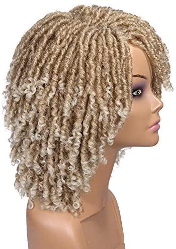 HANNE Dreadlock Wig Short Twist Wigs for Black Women and Men Afro Curly Synthetic Wig