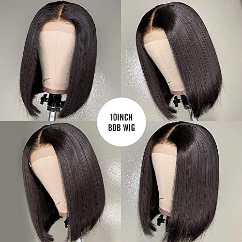 Human Hair Lace Front 13x4 Wigs Bob 10-16 Inch 150 Density Brazilian Virgin Human Hair Short Bob Wigs Straight Hair Natural Color