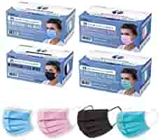 TCP Global Salon World Safety - Face Masks 10 Boxes (500 Masks) Breathable Disposable Protective PPE with Nose Clip and Ear Loops