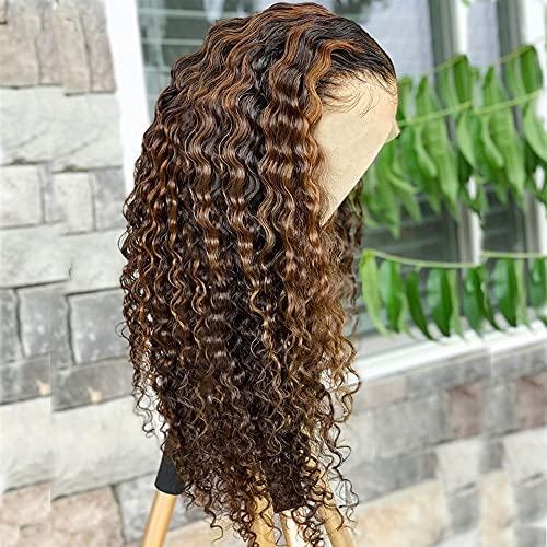 Oulaer Wig Deep Wave Curly Wig HD Transparent 13x4 Lace Front Human Hair Wig Pre Plucked