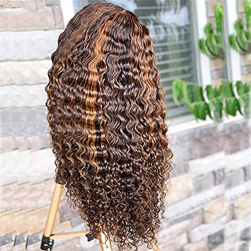 Oulaer Wig Deep Wave Curly Wig HD Transparent 13x4 Lace Front Human Hair Wig Pre Plucked
