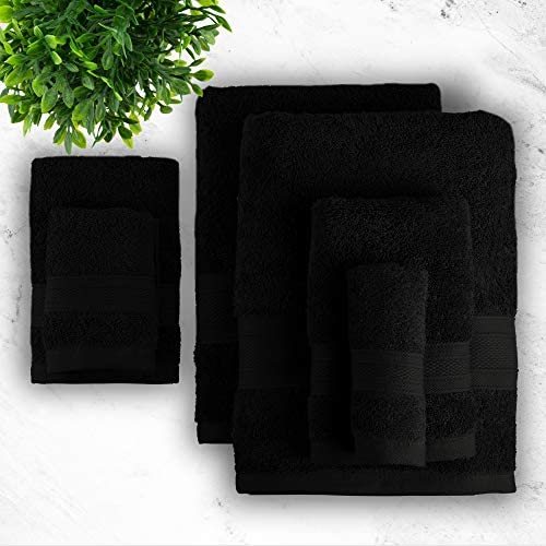 TRIDENT Soft and Plush, 100% Cotton, Highly Absorbent, Bathroom Towels, Super Soft, 6 Piece Towel Set (2 Bath Towels, 2 Hand Towels, 2 Washcloths), 500 GSM
