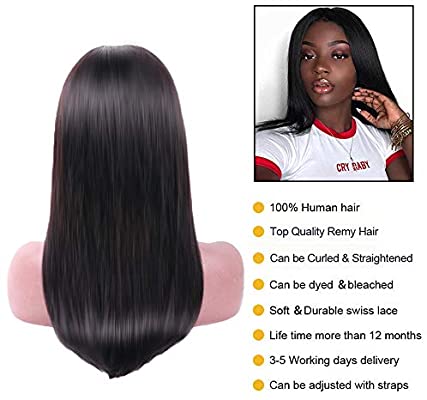 Muokass 4x4 Lace Front Wigs Straight Hair Brazilian Virgin Human Hair Lace Closure Wigs For Black Women 150% Density Pre Plucked With Elastic Bands Natural Color (18-28 inch, straight wig)