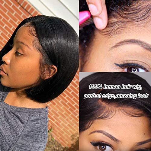 Short Straight Bob Lace Front Wigs Human Hair With Baby Hair 13x4 Brazilian Straight Virgin Human Hair Lace Front Wigs for Black Women Pre Plucked 150% Density