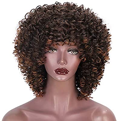 AISI HAIR Afro Kinky Curly Fully Wigs Shoulder Length Synthetic Cosplay Wigs for African American Women Natural Curly Heat Resistant Fiber Afro Hair Wigs (Magenta)