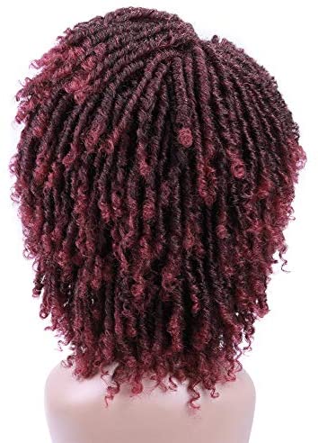 HANNE Dreadlock Wig Short Twist Wigs for Black Women and Men Afro Curly Synthetic Wig