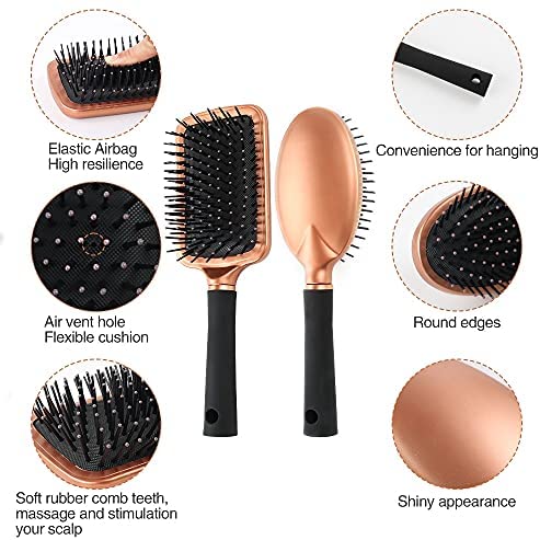 Mens Paddle Hair Brush Comb Set for Women and Men 6 Pcs Wet Hair Brushes for long Hair No Tangle Hair Brush for Curly or Straight Hair