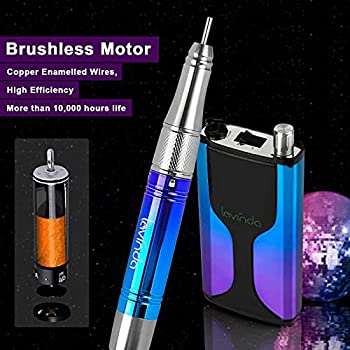 Professional Cordless Nail Drill Machine, Lavinda Rechargeable 35,000RPM Skyspace E File, Portable Electrical Nail File for Acrylic Nails with Upgrade Carbide Tungsten Drill Bits Protective Case
