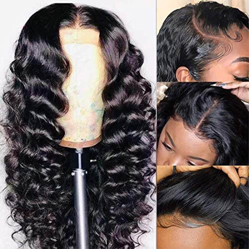Eotltiue Hair T-Part Loose Deep Wave Lace Front Wigs Human Hair Pre Plucked Brazilian Virgin Human Hair Loose Deep Wigs with Baby Hair 13x5x1 Lace Frontal Wigs For Black Women