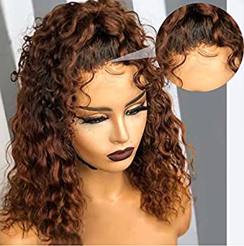 Ombre Color Short Water Wave Bob Wig13x6 Curly HD Lace Front Human Hair Wigs With Baby Hair Plucked Remy Brazilian Lace Bob Wigs 150% Density 1B/30 Color (12-16) Inch)