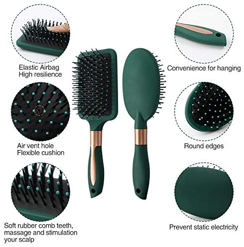 Mens Paddle Hair Brush Comb Set for Women and Men 6 Pcs Wet Hair Brushes for long Hair No Tangle Hair Brush for Curly or Straight Hair