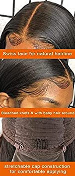 ISEE Hair Brazilian Virgin Lace Front Wigs Human Hair Straight Glueless Wig with Natural Hairline for Black Women (20 Inches, Lace Front Wig)
