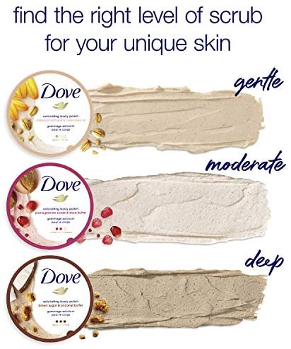Dove Exfoliating Body Polish Body Scrub Exfoliating Scrub for Dry Skin Crushed Almond and Mango Butter  10.5 oz 4 Count