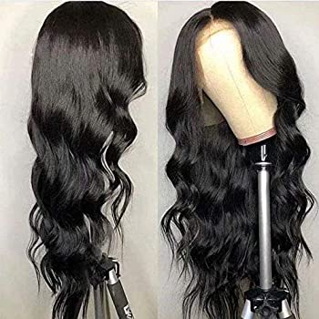 Imeya 13x6 HD Transparent Lace Frontal Wigs For Black Women 150% Density Body Wave Wig Human Hair Pre Plucked With Baby Hair Natural Black Long Wavy Wig 100% Brazilian Virgin Hair Wig