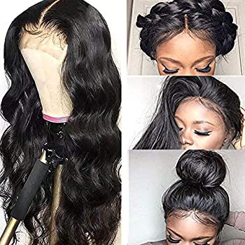 Lace Front Wigs Human Hair for Black Women Pre Plucked Hairline with Baby Hair 150% Density Brazilian Body Wave Wigs Natural Color