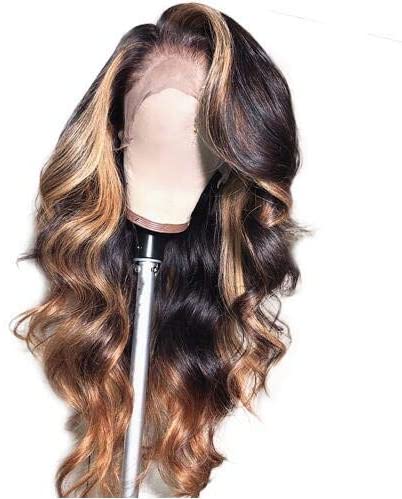 QUINLUX WIGS Body Wave Blonde Brown 1BT27 Color 13X4 Lace Front Deep Part Human Hair Wig 150% Density Natural Hairline with Baby Hair for Black Women