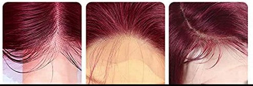 Imeya 16-24 Inch Burgundy Lace Front Wigs Human Hair Pre Plucked Natural Hairline with Baby Hair Wet and Wavy Curly Burgundy Deep Wave Wig 13x6 HD Transparent Lace Human Hair Wigs 150% Density