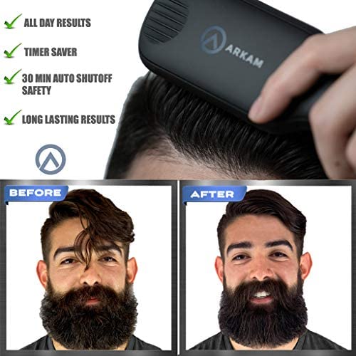 Arkam Deluxe Beard Straightener for Men - Ionic Beard Straightening Comb, Anti-Scald Feature, Hair Straightener for Men, Portable Beard Brush Straightener, Premium Travel Case & Beard Comb Included